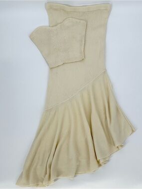 LPA Edaline Ribbed Matching Set Asymmetrical Skirt Strapless Top